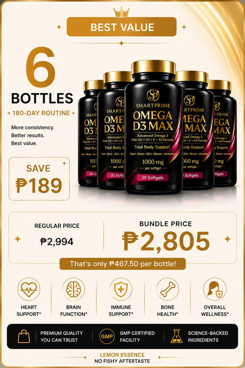 SmartPrime Omega D3 Max 6 Bottle Bundle - Best Value